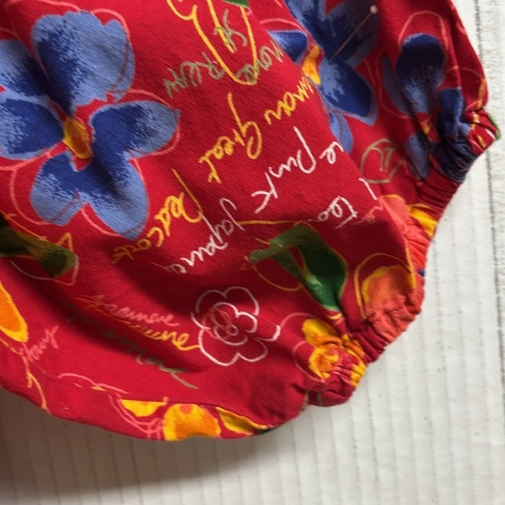 Aria Dress/Red W/Flowers And Writing (Japan Peacock Starry Wild Flowers) Size 8 - Picture 5 of 9